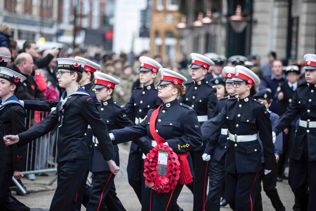 Remembrance Sunday parade, civic procession and service in Northampton town centre on Sunday, November 14 2021. Photo: Kirsty Edmonds