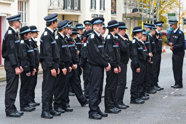 Police officers marched in the Remembrance Sunday parade in Leamington. Photo by David Hastings (dhphoto).