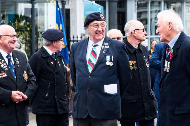 Veterans have a chat prior to the Remembrance Sunday parade and service in Leamington. Photo by David Hastings (dhphoto).