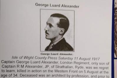 George Luard Alexander's photoon display as a tribute to WWI soldiers in November 2018 at Ryde Parish Church, Isle of Wight