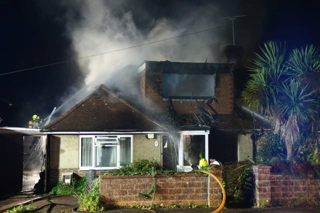 Four fire crews were called to the blaze at a house in Coombe Road, Steyning