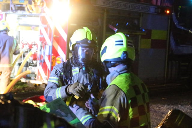 Four fire crews were called to the blaze at a house in Coombe Road, Steyning