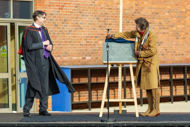 The Princess Royal unveils a plaque to mark completion of Project One Campus at Warwick Independent Schools Foundation