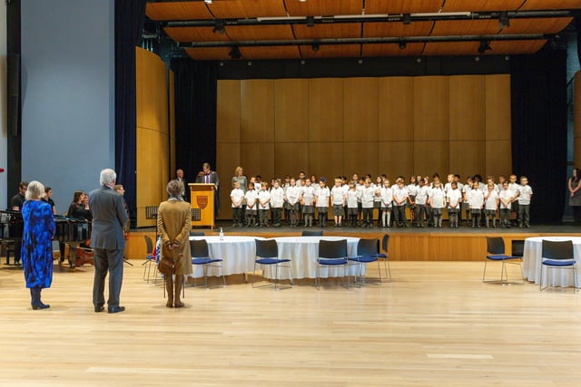 The children of St Mary Immaculate Catholic Primary School sing for The Princess Royal