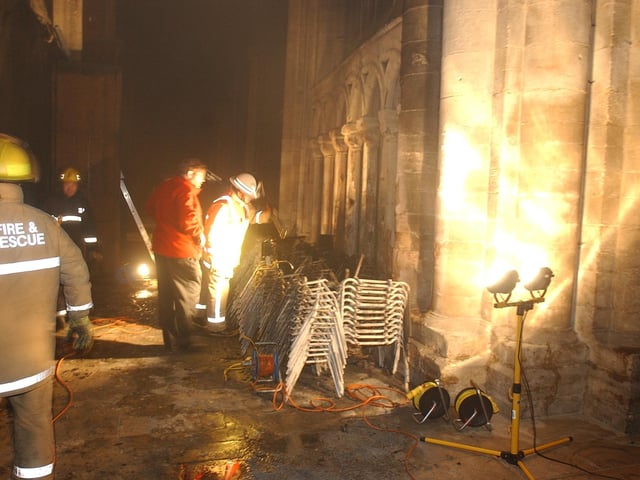 The fire caused major damage to the cathedral