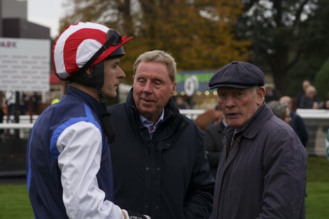Trainer Gary Moore and Harry Redknapp with jockey Tom Cheesman / Picture: Clive Bennett