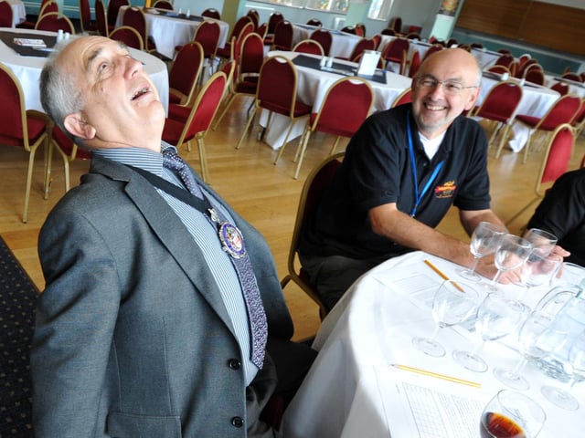 Eastbourne Beer Festival 2012 Winter Garden October 6th 2012 E41053N
The Major of Eastbourne Cllr Mike Thompson takes part in a real ale tasting fun competition. ENGSUS00120120810144947