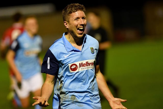 David Kolodynski celebrates his second goal  PICTURES BY MARTIN PULLEY