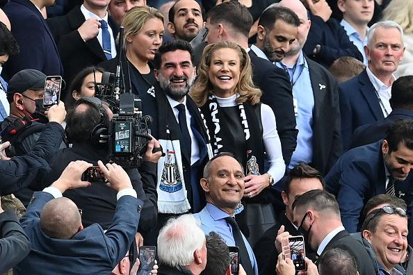 Newcastle United's Saudi Arabian chairman Yasir Al-Rumayyan with minority owner Amanda Staveley