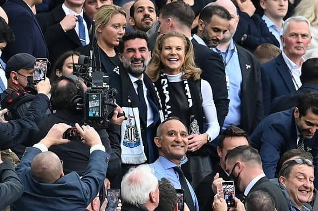 Newcastle United's Saudi Arabian chairman Yasir Al-Rumayyan with minority owner Amanda Staveley