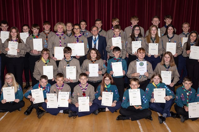 Eastbourne Scouts recently celebrated the achievements of 38 local Scouts who had attained some of the highest awards available to them. The Gold, Platinum and Diamond Chief Scout awards were presented by Miles Jenner, High Sheriff of East Sussex, who also presented awards to Scouts who had attained Bronze and Silver Duke of Edinburgh awards. The awards involve learning new skills, being creative, taking part in an expedition and a personal challenge. SUS-211117-115023001