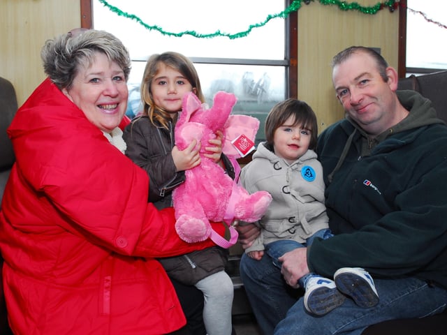 Santa Special at Nene Valley Railway. The Parks family on board - Andy and Denise with grand children Lewis (3) and Millie (6)