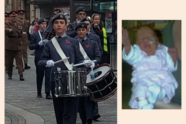 "My daughter was born at 32 weeks by emergency c-section just under 15 years ago and spent the first three weeks of her life in SCBU. This last weekend, she led the Northampton Remembrance parade as lead drummer." - Katie Niven