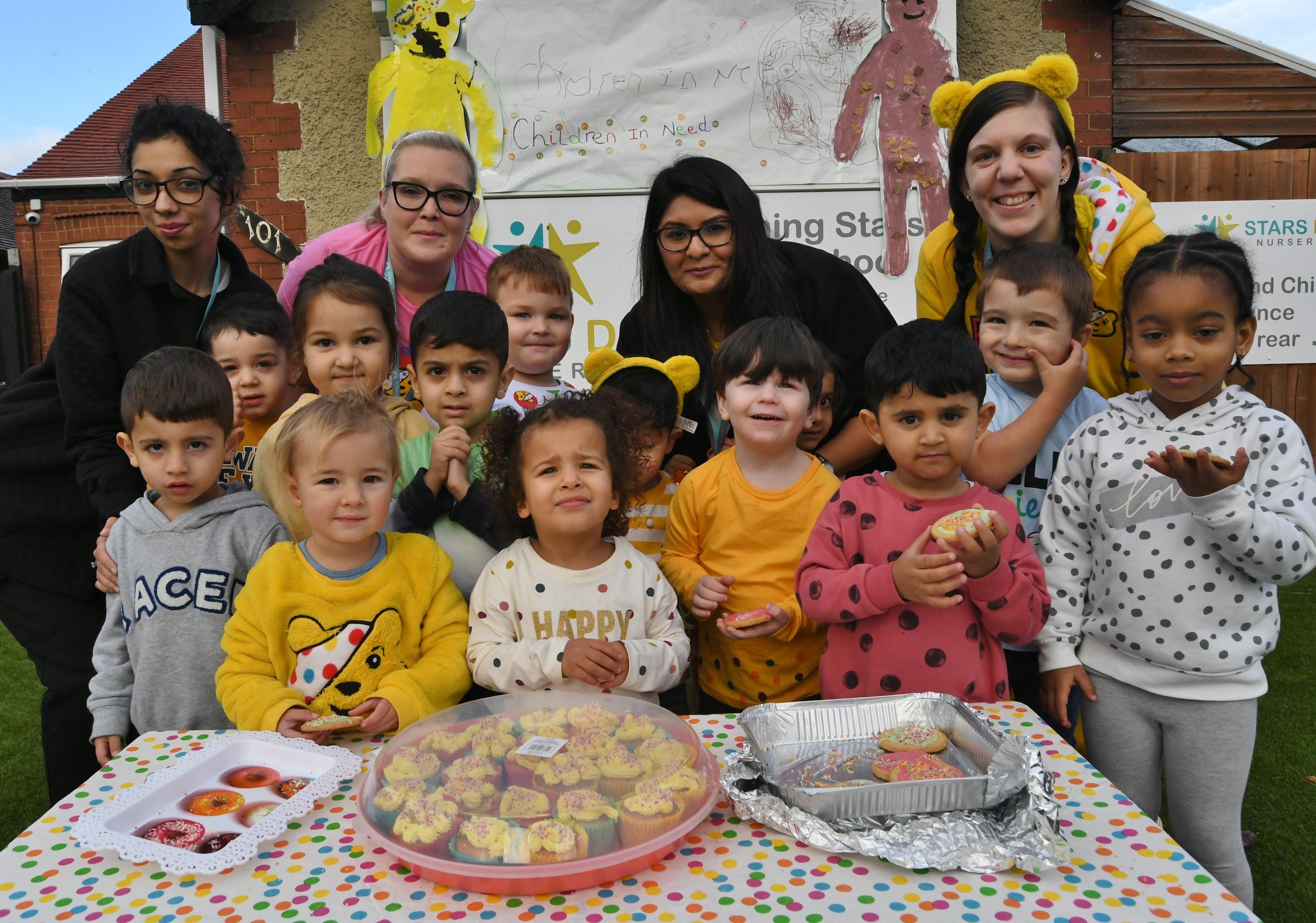 Children in Need 2021. Youngsters and staff at the Shining Stars day nursery, Garton End Road EMN-211119-144429009