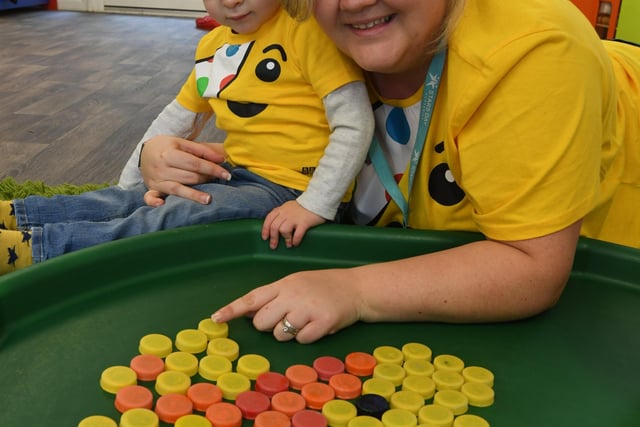 Children in Need 2021. Youngsters and staff at the Bright Stars day nursery, Park Road. EMN-211119-144407009