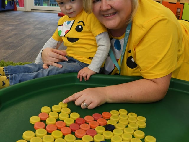 Children in Need 2021. Youngsters and staff at the Bright Stars day nursery, Park Road. EMN-211119-144407009