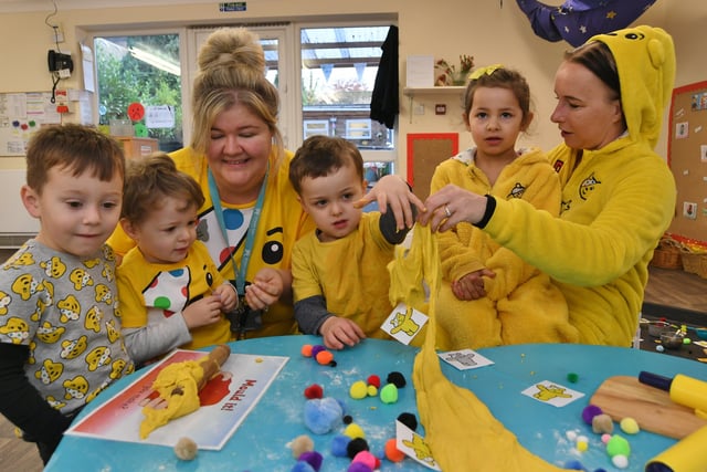 Children in Need 2021. Youngsters and staff at the Bright Stars day nursery, Park Road. EMN-211119-144418009