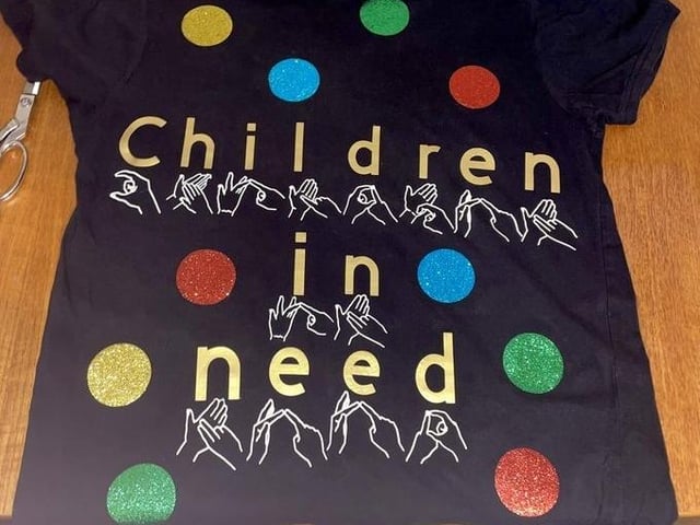 Becca, a support worker at The Helping Hands group made this brilliant inclusive t-shirt including sign language hands that spelt out Children In Need so service users could benefit and understand.