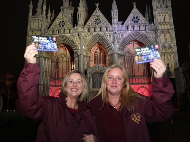 Christmas lights switch on in the City Centre. Cathedral staff advertising their ANGELS EVENT EMN-211120-003948009