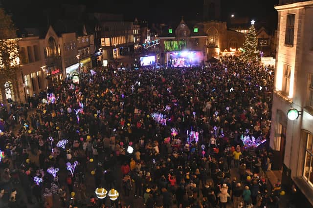 Christmas lights switch on in the City Centre. EMN-211120-004010009