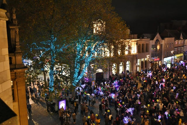 Christmas lights switch on in the City Centre. EMN-211120-004043009