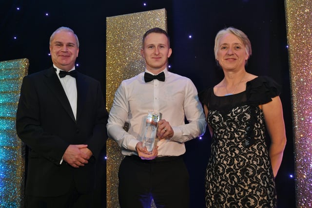 Peterborough Telegraph Business Excellence Awards 2021.  Best new business startup winner Virtue Property with sponsor with Ken Craig and Ann Daniels. EMN-211120-003735009
