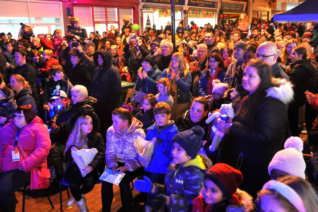 Lots of people packed into Church Walk to see the Christmas lights come on. Picture: Steve Robards, SR2111211.