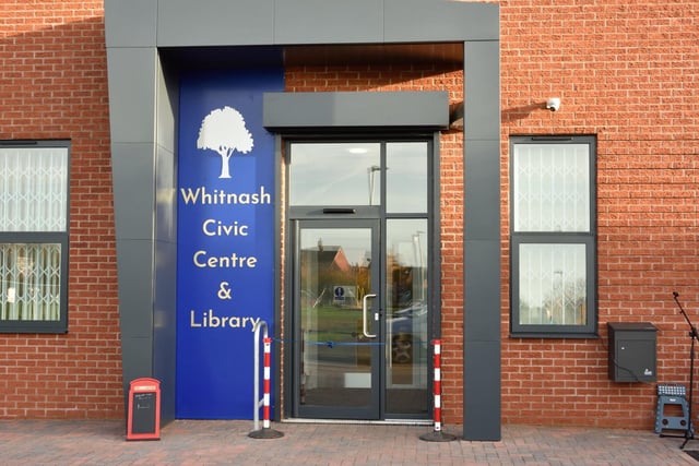 The entrance to the new Whitnash Civic Centre and Library.
