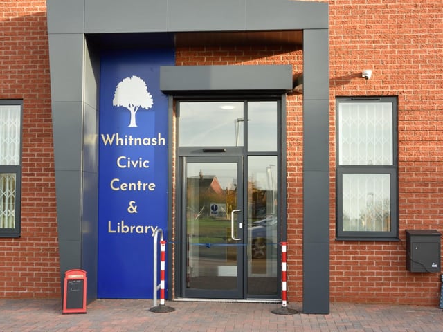 The entrance to the new Whitnash Civic Centre and Library.