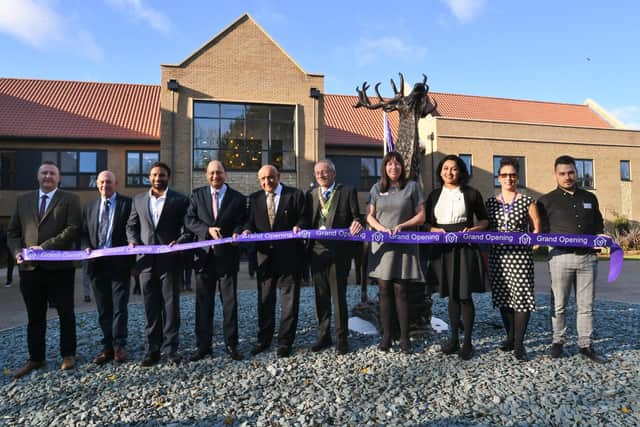 Opening of the Castor Lodge Care Home at Splash Lane, Castor by Shailesh Vara MP and Mayor of Peterborough Steve Lane with staff from the home. EMN-211119-144641009
