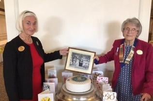 Pictured here are Eastbourne Sovereign Inner Wheel joint presidents Pat Booth and Val Proctor, both founder members, with a photo of the original members in 1971 at the group’s 50 year anniversary celebrations at the Hydro Hotel. SUS-211122-093920001