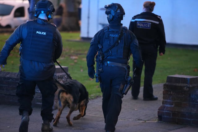 Armed police, police dogs and ambulances called to an incident in Shelley Road, Worthing. Photo: Eddie Mitchell