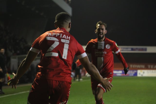 Jack Powell set up Kwesi Appiah's goal. Crawley Town v Newport County - picture by Cory Pickford SUS-211124-095651004