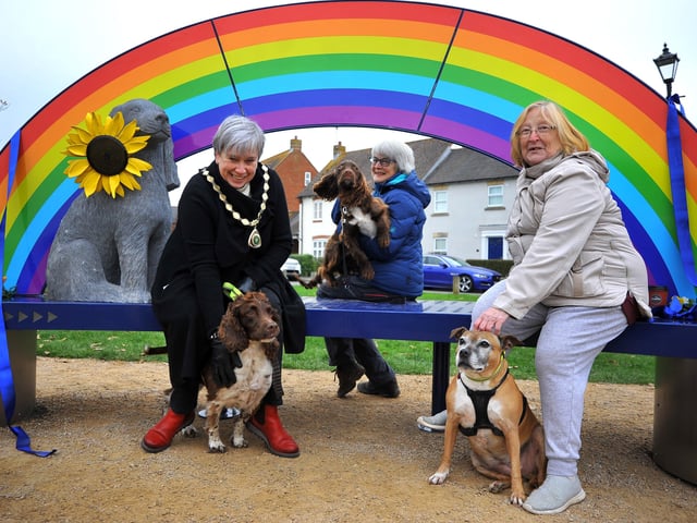 The new sculptural bench is unveiled at Angmering Community Centre. Picture: Steve Robards SR2111243