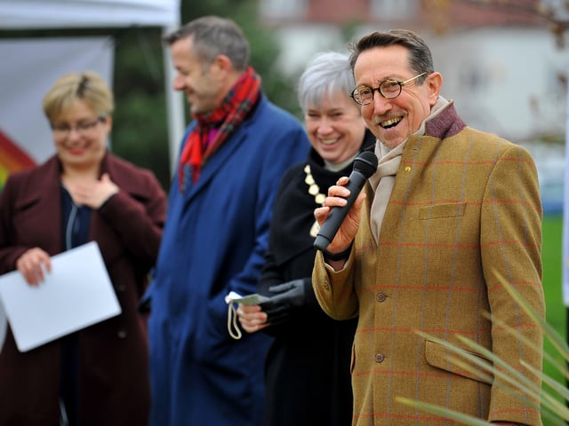 The new sculptural bench is unveiled at Angmering Community Centre. Picture: Steve Robards SR2111243