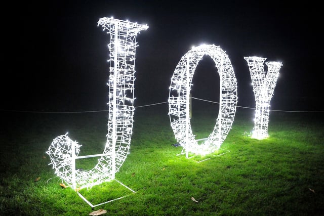 The awe-inspiring Tree of Joy features up to 5,000 LED lights pixel mapped to spell out the word ‘JOY’ on the ground from which ‘roots’ span outwards and into the tree to illuminate the entire tree .