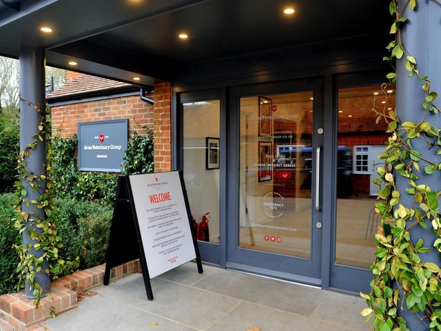 The entrance to Arun Vet Group in Chichester, which describes itself as 'more than a vets'. Picture by S Robards.