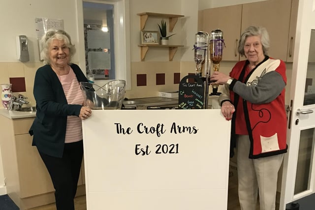 Residents Enid Coverdale and  Rosemary Cornfoot enjoy a tipple at The Croft Arms