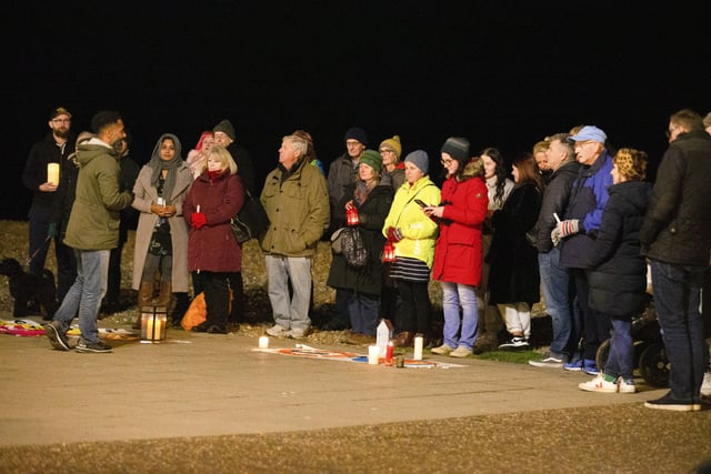 Worthing vigil for the 27 calais migrants dead. Photo by Eddie Mitchell. SUS-211126-075537001