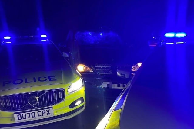 This vehicle was stopped after a pursuit in Cambridgeshire. Officers said: "Vehicle made off from This vehicle was stopped after a pursuit in Cambridgeshire. Officers said: "Vehicle made off from @CambsCops officers in St Ives. Pursuit brought to a safe conclusion, driver and passenger arrested for numerous offences and will spend a night in the cells. "