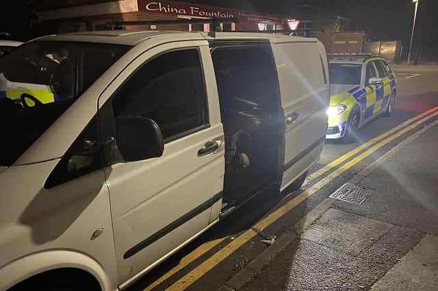 Police stopped this stolen vehicle in Peterborough and made a further discovery. They said on Twitter: "Stolen Mercedes Vito van complete with stolen moped in the rear located and recovered in Peterborough by RPU, ARV and dogs."