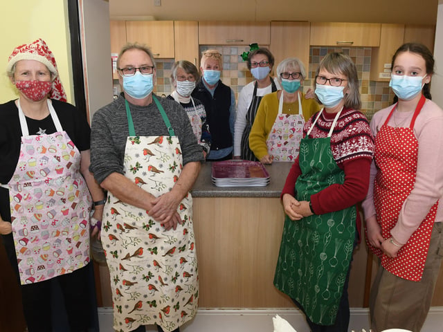 Kitchen staff (from left) Sue Cockburn, Paul Fanthorpe, Elaine Allen, Elizabeth Innes, Delia Dubois, Lesley Betts, Jeanette Naylor, and Alice Cook.