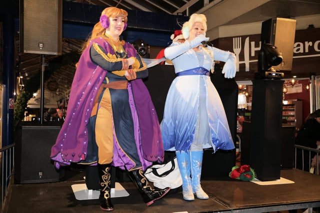 This weekend's Christmas light switch on featured visits by Disney princesses Anna Elsa