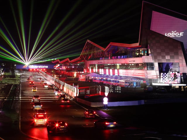 Lasers lit up the sky over Northamptonshire as cars took to the grid