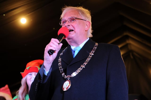 Haywards Heath Mayor Howard Mundin at the Christmas lights switch-on