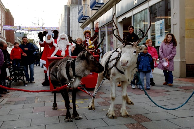 Christmas comes to Worthing in 2007, with Father Christmas riding into the town centre on his sleigh, pulled by reindeer. Picture: Stephen Goodger