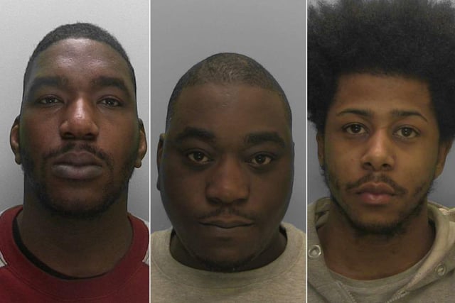 A long term police operation in which West Sussex officers disrupted a 'County Lines' drugs gang bringing drugs into the area from London, has resulted in sentences for eight people, all convicted of being concerned in the supply of Class A drugs. In May 2018 officers carrying out Operation Highwood executed a series of search warrants at addresses in Bognor Regis and London, seizing large quantities of crack cocaine, heroin, cash and mobile phones used to deal drugs, on what was known as the 'Ghost Line'.​ After a series of separate trials, sentencing was completed at Portsmouth Crown Court on Monday 22 November. Daniel Olugbosun (left in main picture), 30, was given a total sentence of five years and six months, his brother Michael Olugbosun (centre), 29, was given a Section 37 Hospital Order of detention under the Mental Health Act 1983 - both were from Blackfriars Rd, London SE1 - and Amir Abrahams-Hodge (right in main picture) 26, of Bradgate Rd, London SE6, was given a five years and four months sentenc