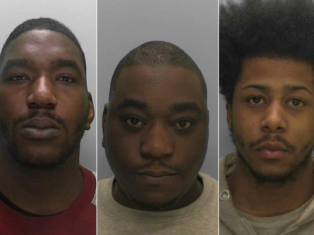 A long term police operation in which West Sussex officers disrupted a 'County Lines' drugs gang bringing drugs into the area from London, has resulted in sentences for eight people, all convicted of being concerned in the supply of Class A drugs. In May 2018 officers carrying out Operation Highwood executed a series of search warrants at addresses in Bognor Regis and London, seizing large quantities of crack cocaine, heroin, cash and mobile phones used to deal drugs, on what was known as the 'Ghost Line'.​ After a series of separate trials, sentencing was completed at Portsmouth Crown Court on Monday 22 November. Daniel Olugbosun (left in main picture), 30, was given a total sentence of five years and six months, his brother Michael Olugbosun (centre), 29, was given a Section 37 Hospital Order of detention under the Mental Health Act 1983 - both were from Blackfriars Rd, London SE1 - and Amir Abrahams-Hodge (right in main picture) 26, of Bradgate Rd, London SE6, was given a five years and four months sentenc