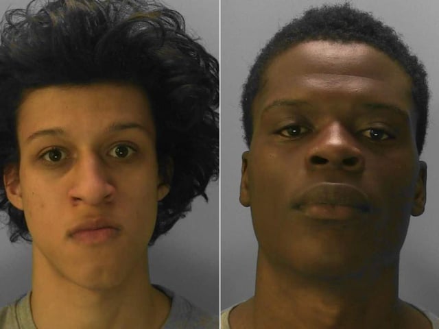 Ashley Roberts-Araujo,19, (left) and Inno Makolo, 21, have been jailed for an attack which left a teenager with life-changing injuries in Eastbourne. Both admitted wounding with intent and possession of an offensive weapon in a public place when they appeared in court on May 21. The charges related to an assault in Terminus Road on Saturday 10 April in which a 17-year-old boy suffered a significant stab wound to the stomach. Makolo, unemployed, of Chatsworth Road, Hackney, was sentenced to six years detention in a young offenders institution and Roberts-Araujo, a scaffolder, of Sutton Way, Kensington, was sentenced to six years imprisonment. Both were also given sentences of six months, to run concurrently with the six year sentences, for possession of offensive weapons.