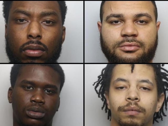Four men in their mid-20s from London and Norwich were jailed for a total of 92 years for killing Christopher Allbury-Burridge during a break-in at his home in Kingsley, Northampton. JORDAN PARKER, CALUM FARQUHAR and RAKEEM LEANDRE were all convicted of murdering the 33-year-old last December; JOEL CYRUS of manslaughter.